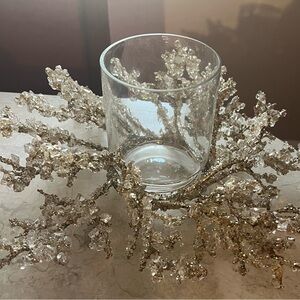 Silver& Gold Intricate Candle Holder Accent